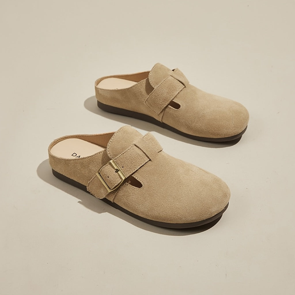 Women's Soft Slippers Flat Shoes with Shock-Absorbing Cushion and PU Cover