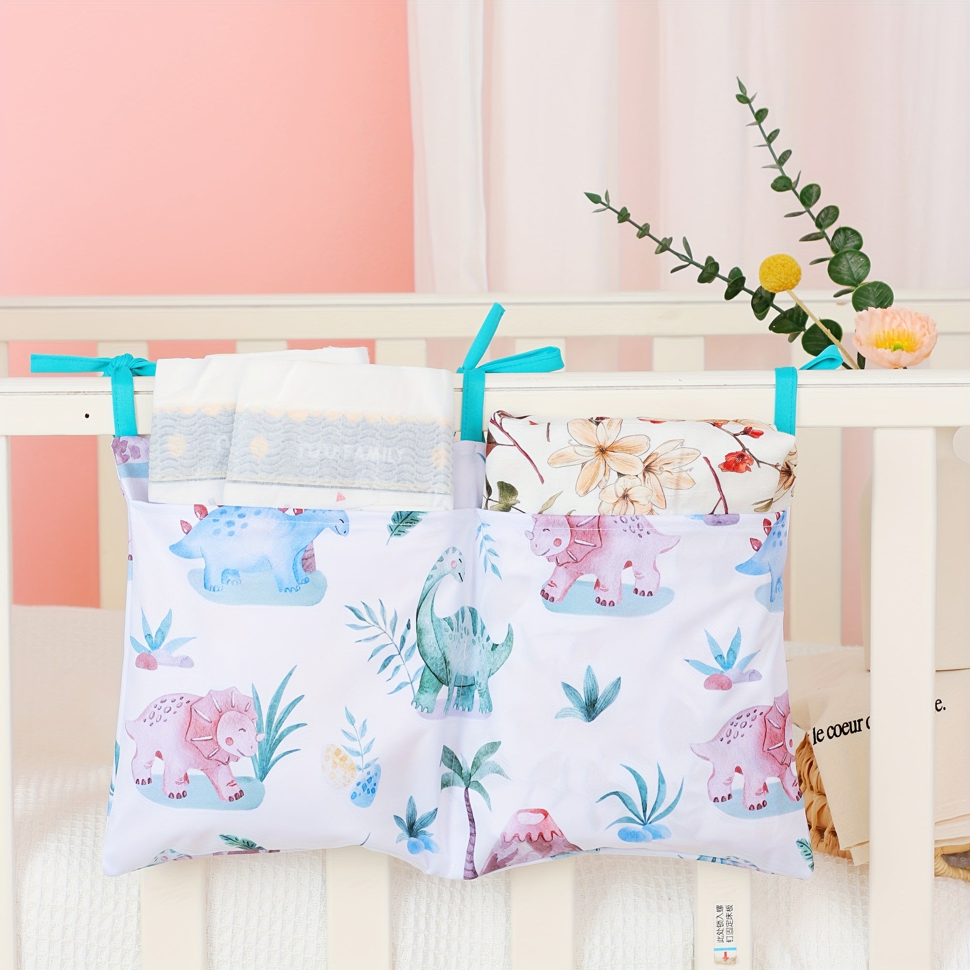 Kids Bedside Storage Organizer with Pockets, Hanging Design, Cute Print