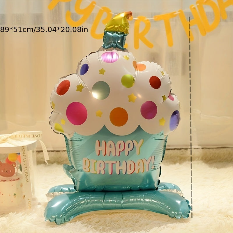Globo de pastel de pie en rosa y azul para decoración de fiesta de cumpleaños