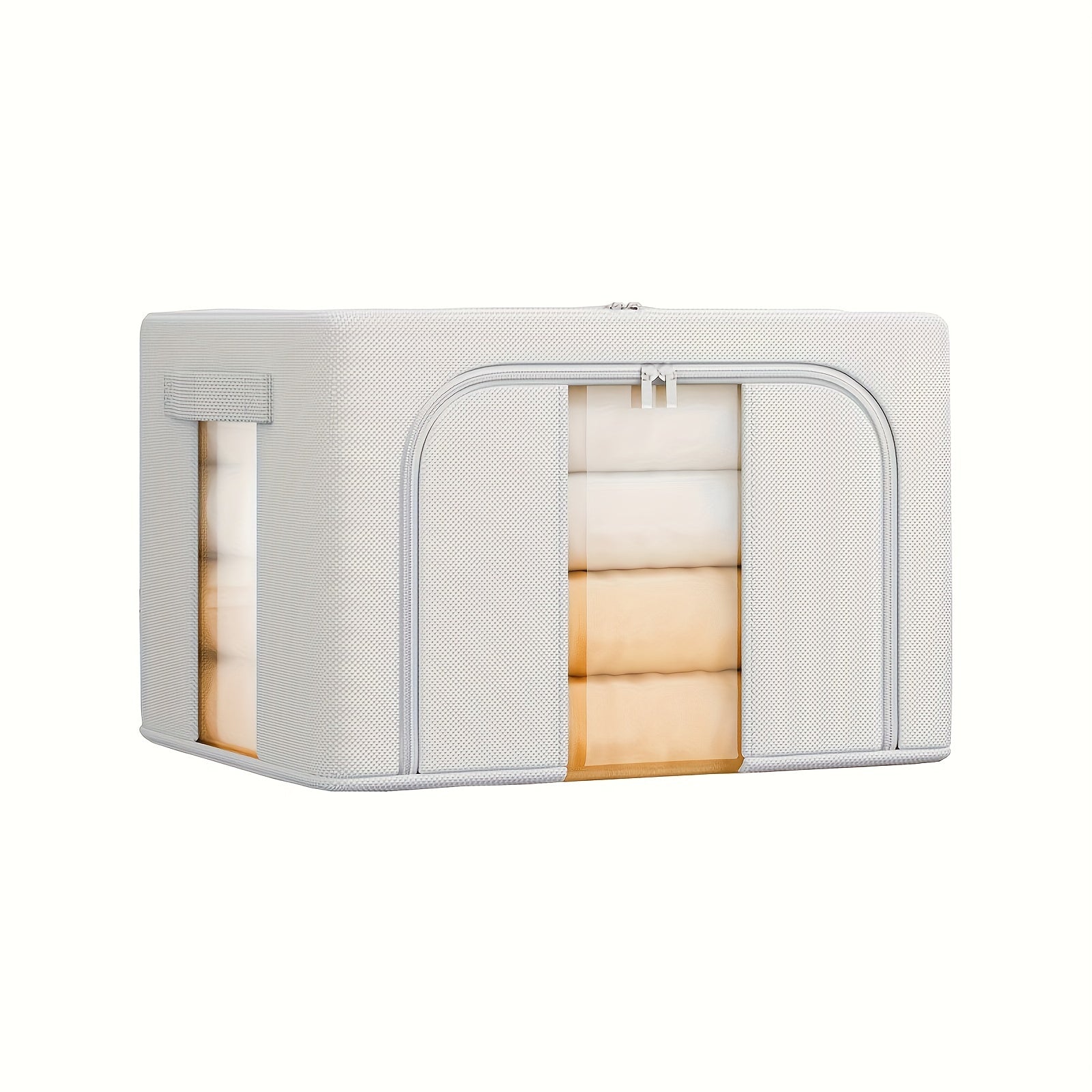 Oxford Fabric Storage Box with Visible Windows Zipper Large Capacity for Clothes and Blankets