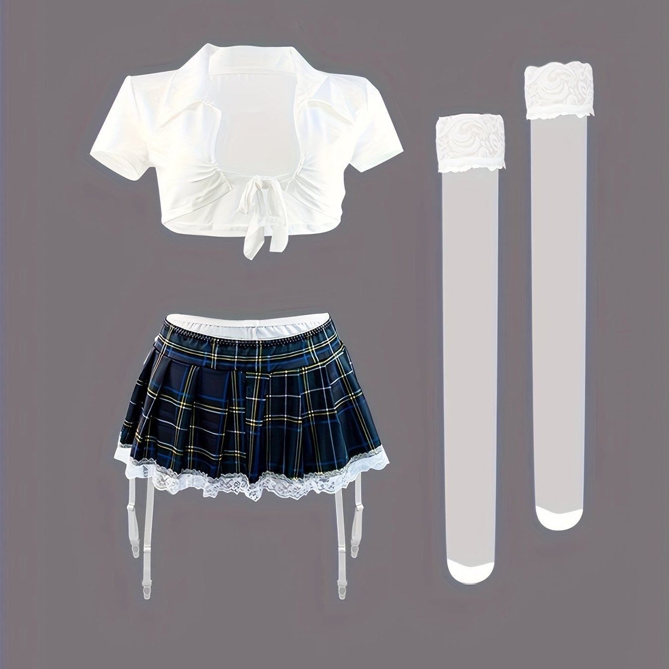 Disfraz de lencería seductora con medias de liga para mujeres