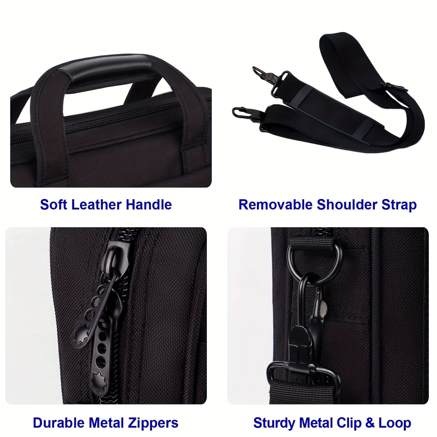 TAYGEER 15.6-дюймовая сумка для ноутбука черного цвета, прочный полиэстер с регулируемым ремнем, многофункциональный органайзер для бизнеса и путешествий, идеальный подарок для мужчин и женщин, универсальный и стильный