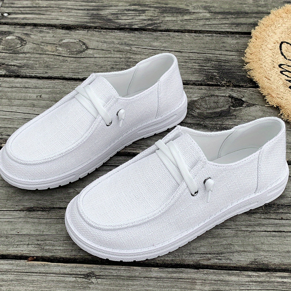 Women's Casual Slip-On Flat Shoes Breathable Fabric Rubber Sole All-Season