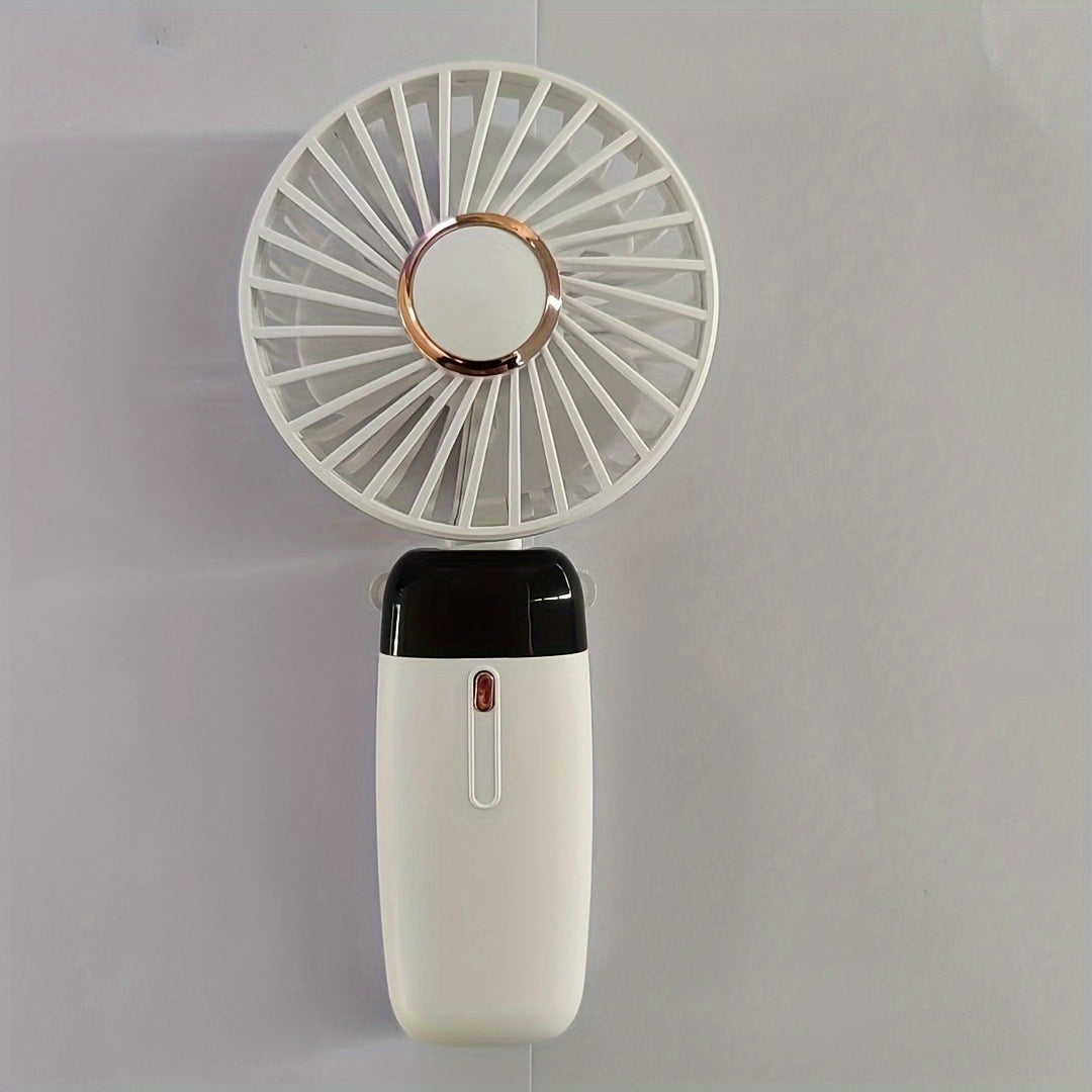 USB Handheld Fan Mini Portable Desktop Folding Fan with Digital Display for Camping Office Travel