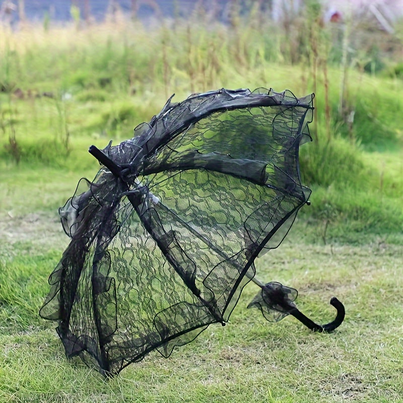 Black Lace Umbrella for Weddings Halloween and Special Occasions Polyester Spandex Not Machine Washable