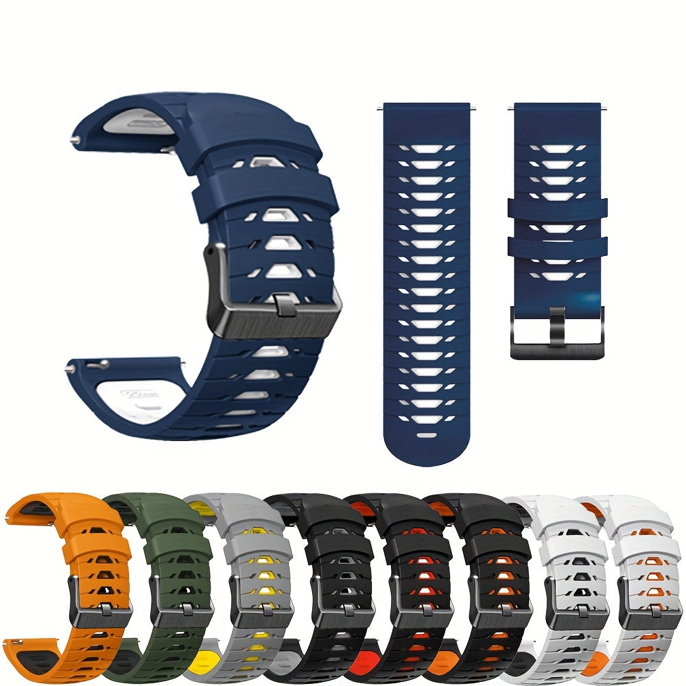 22mm Two-Tone Silicone Smart Watch Strap Breathable Adjustable Replacement for Sports Watches