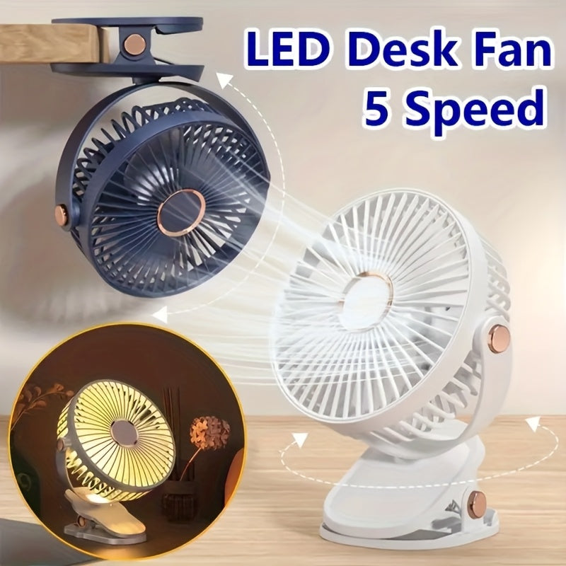 Portable Clip Fan USB Rechargeable Quiet Battery Operated for Camping Travel Desk Outdoor