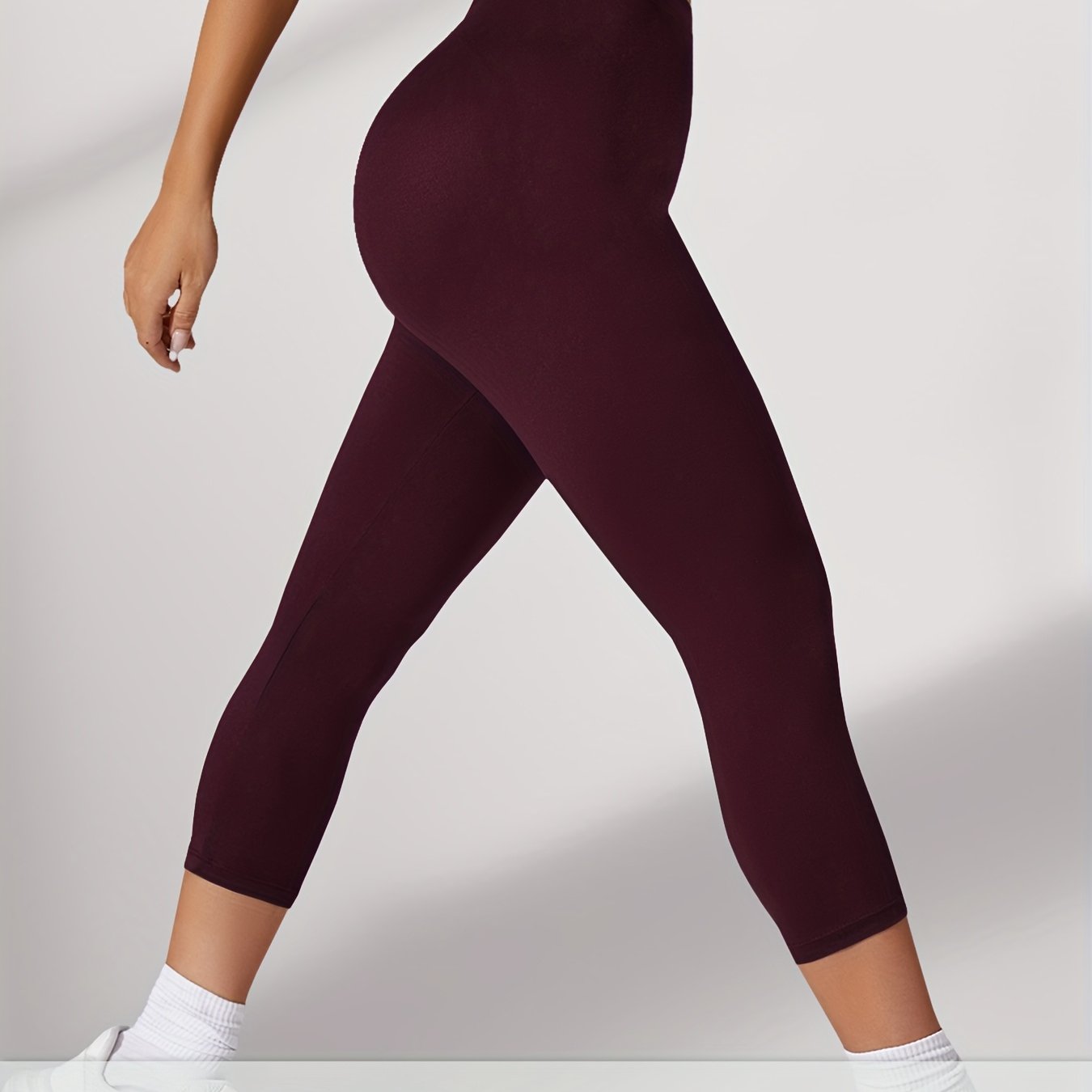 Plus Size Women's High-Stretch Soft Capri Leggings Athletic Yoga Workout Pants