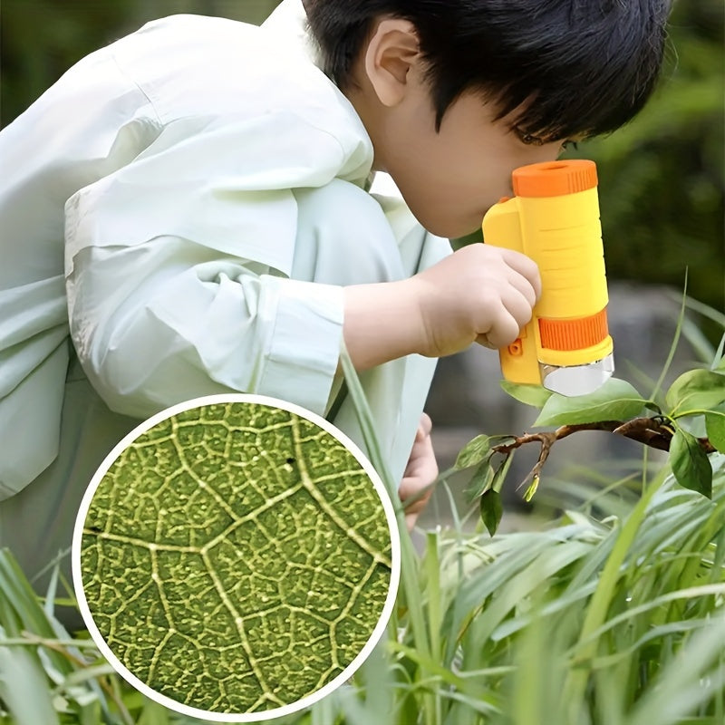 Mini Handheld Microscope for Kids 60X-200X with LED Light PVC Material Back-to-School Science Toy