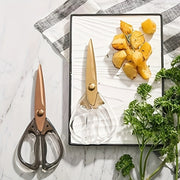 Stainless Steel Scissors with Gold Finish and Clear Handle for Kitchen and Office
