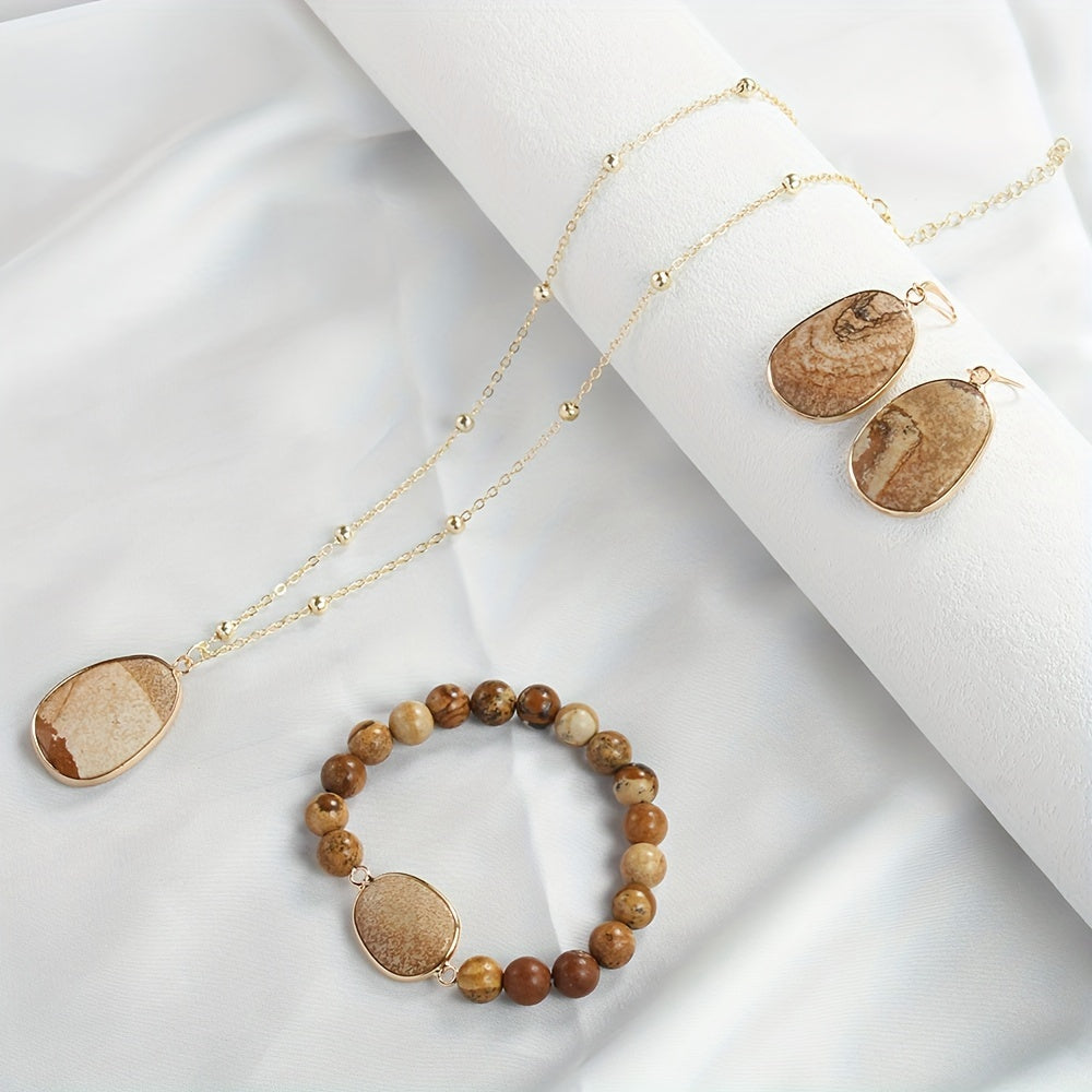 Bahor va yoz zargarlik to'plami: Rang-barang toshlardan yasalgan marjon, bilaguzuk va qisqa chokerdan iborat taqinchoqlar, partiyalar va ta'tillar uchun mukammal.