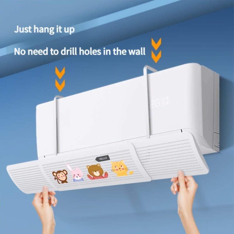 No-Drill Air Conditioner Wind Deflector Retractable Plastic Space-Saving Maximize Airflow