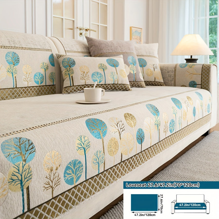 Нескользящая накидка на диван с мотивом дерева для 1-4 местных диванов, безопасна для домашних животных, моется в машине, прочная