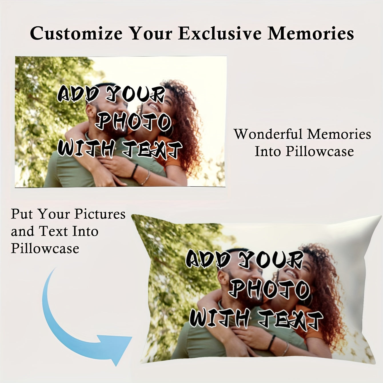 Personalized Double-Sided Plush Pillowcase with Photo and Text 30x50cm Gift