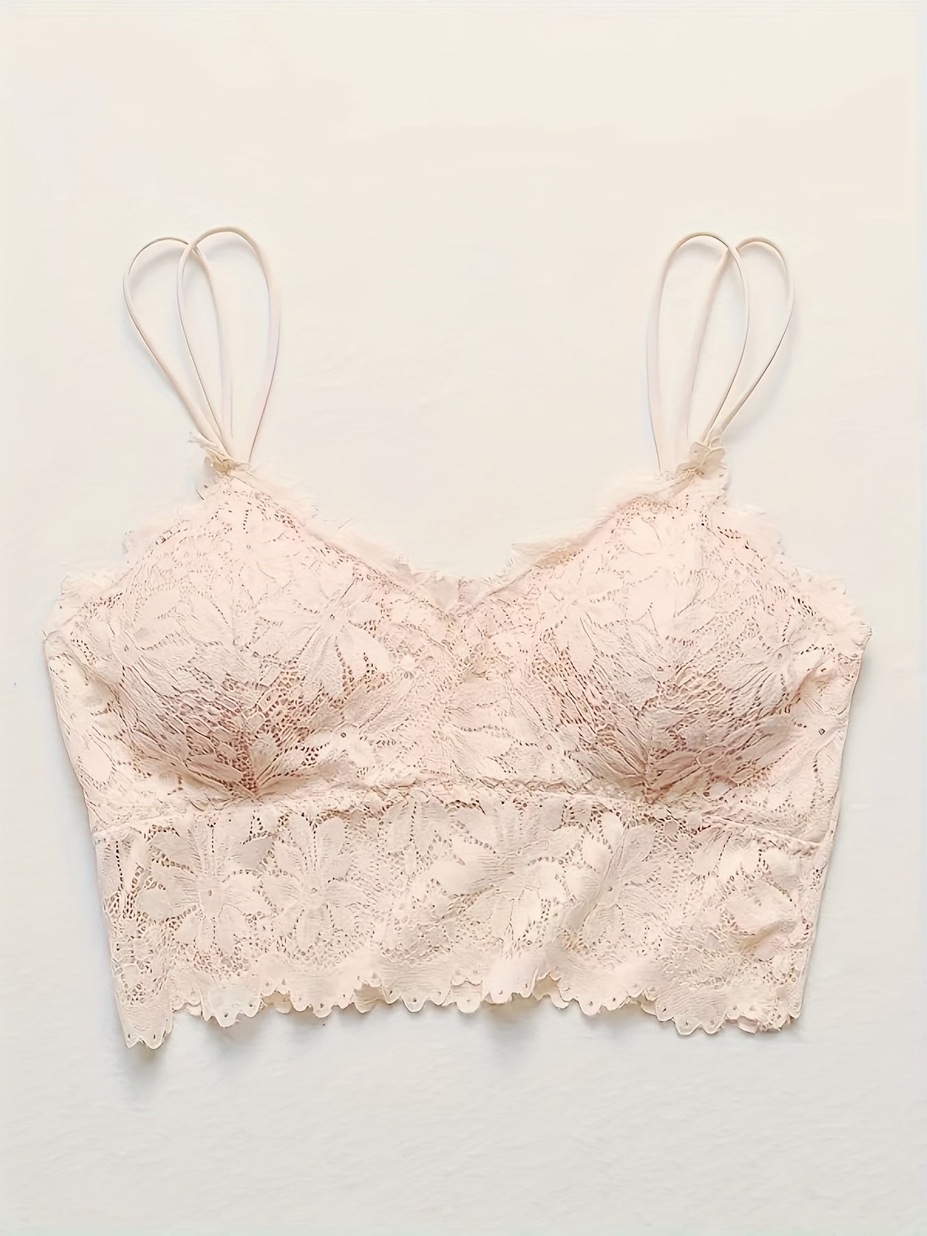 Wireless Lace Bralette for Women with Scallop Trim Comfortable Everyday Lingerie