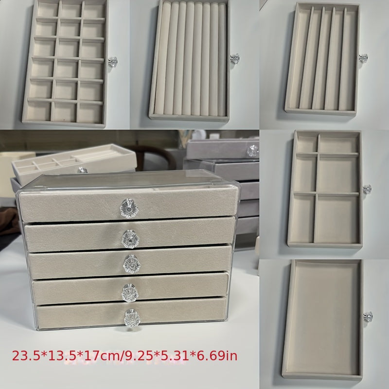 Органайзер для украшений из бархата с боковыми дверцами, 5 уровней, современный дизайн для серег, часов, аксессуаров