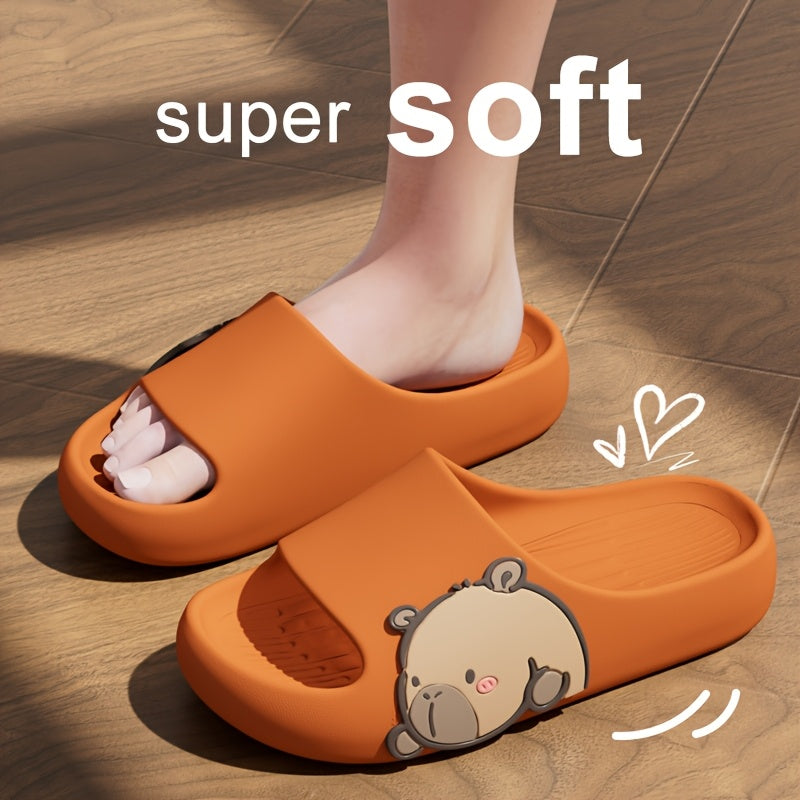 Women's EVA Slides Open-Toe Summer Sandals Black Yellow Beach & Indoor