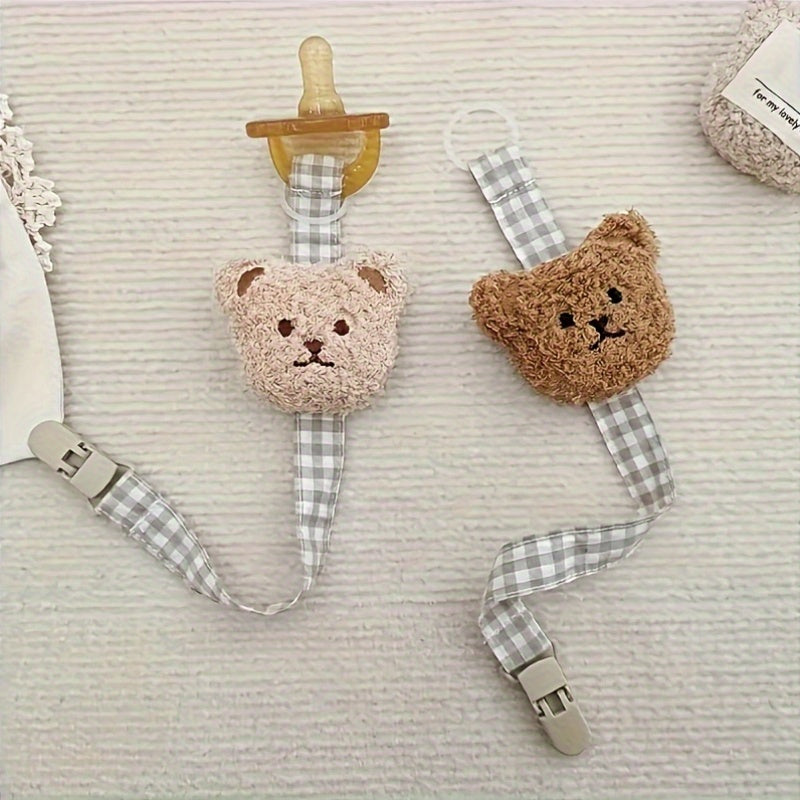 Baby Pacifier Clip for Newborns Cute Bear Design Universal Diameter Mixed Color