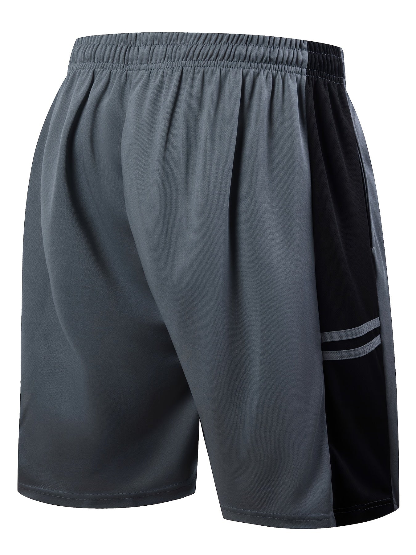 Plus Size Men's Color-Blocked Quick-Drying Shorts with Elastic Waist and Pockets