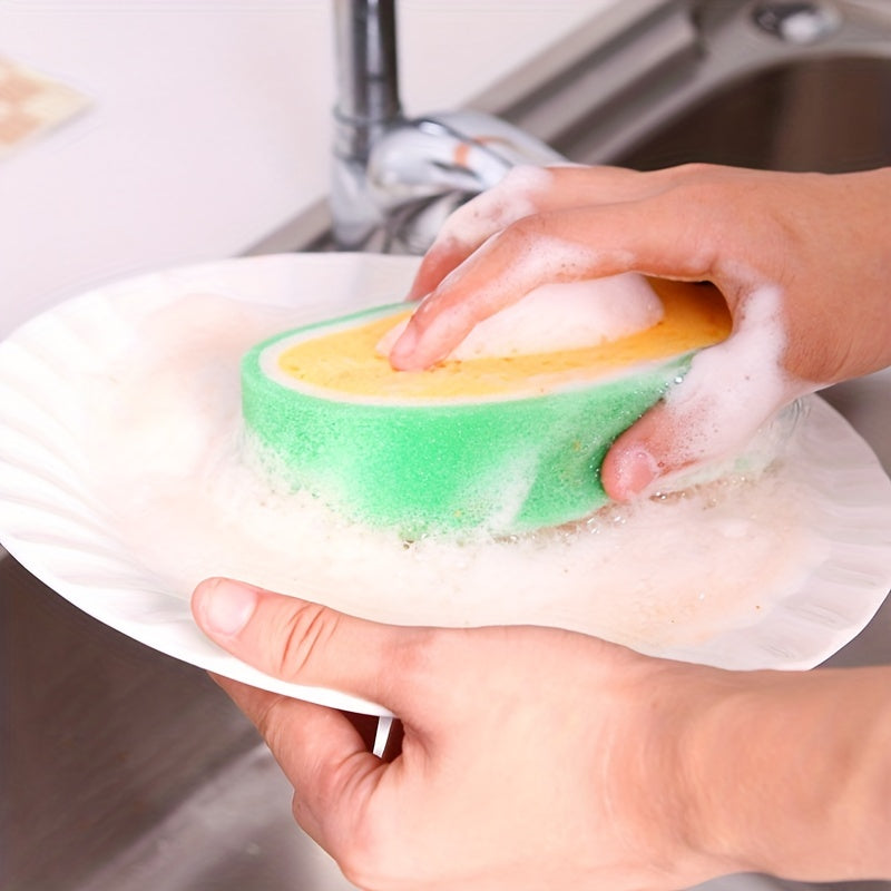 Thickened Sponge Scouring Pad Set with 4 Fruit-Inspired Designs for Cleaning