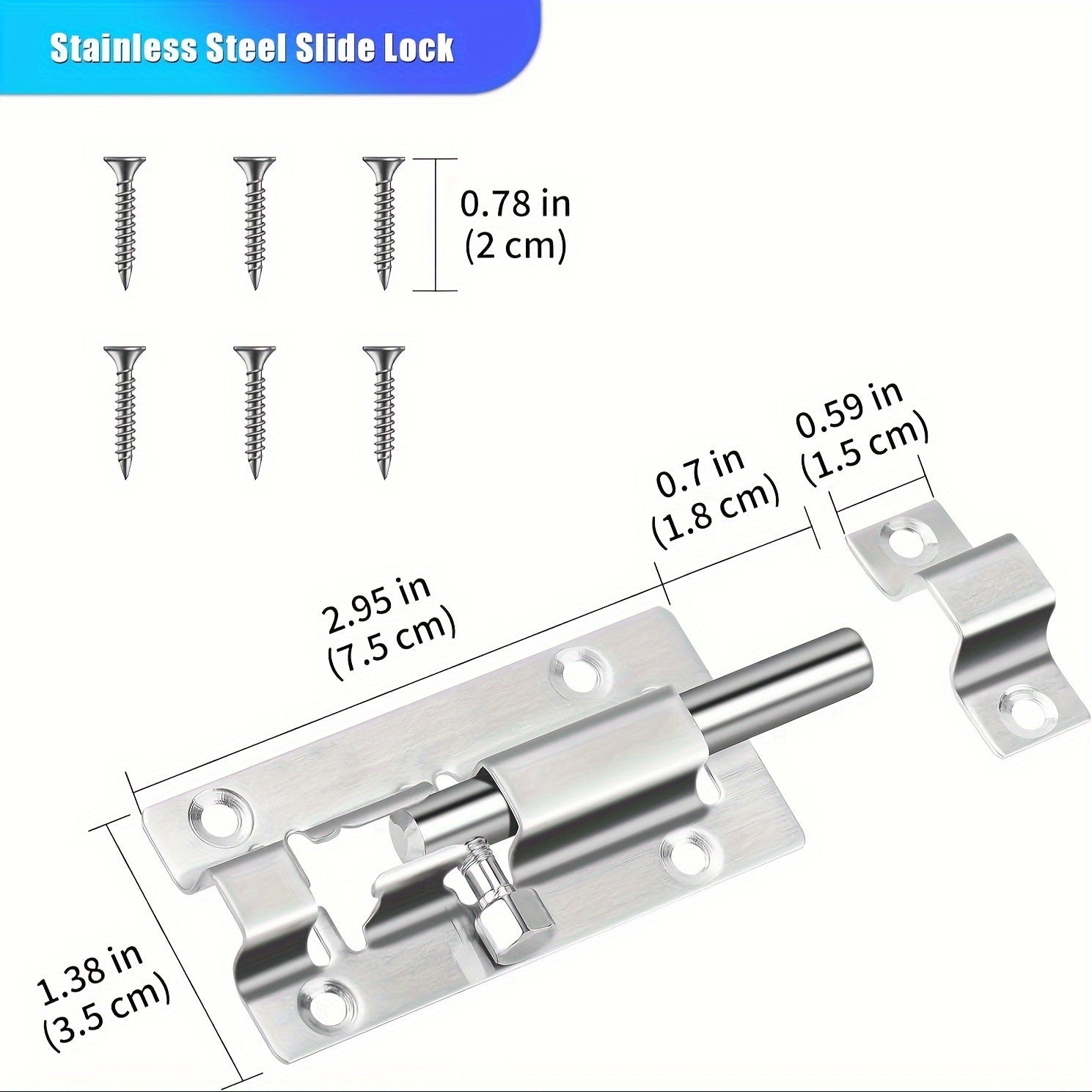 2 dona zanglamaydigan po'latdan yasalgan quvur bolti latchesi eshik qulfi 7.62 sm chayqalgan yakun