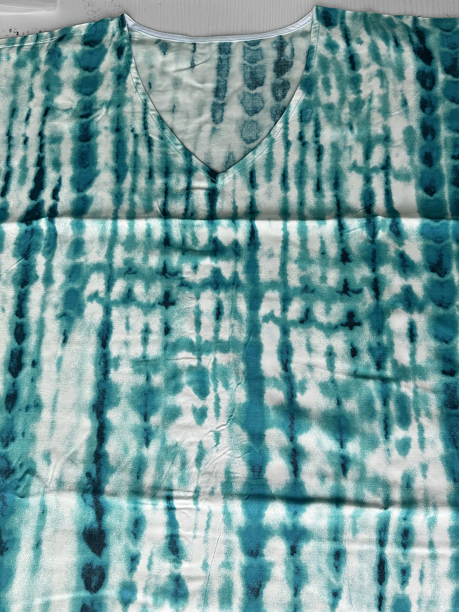 Plus Size Women's V-Neck Kaftan Dress Batwing Sleeve Tie-Dye Viscose