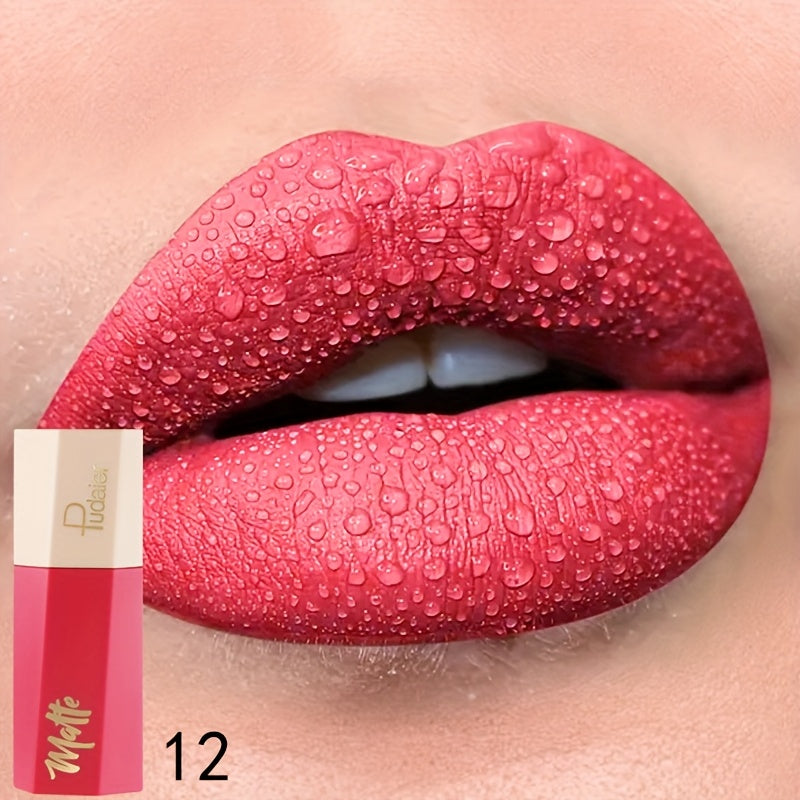 Tinte de labios mate y resistente al agua para mujer, con acabado en terciopelo y tono nude de larga duración