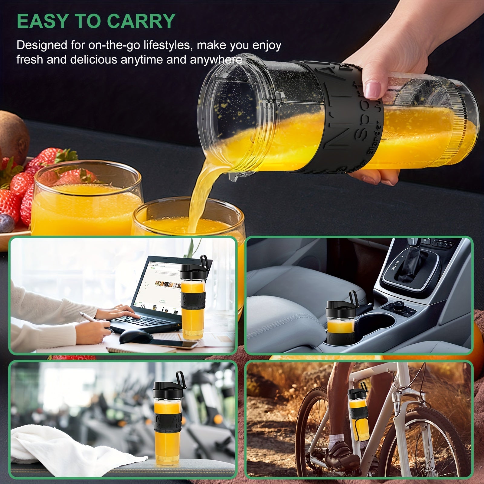 700W 3-in-1 Blender Ovqatni tayyorlash qurilmasi, Smoothie tayyorlovchi, zanglamaydigan po'lat pichoq bilan, EU rozetkasi bilan