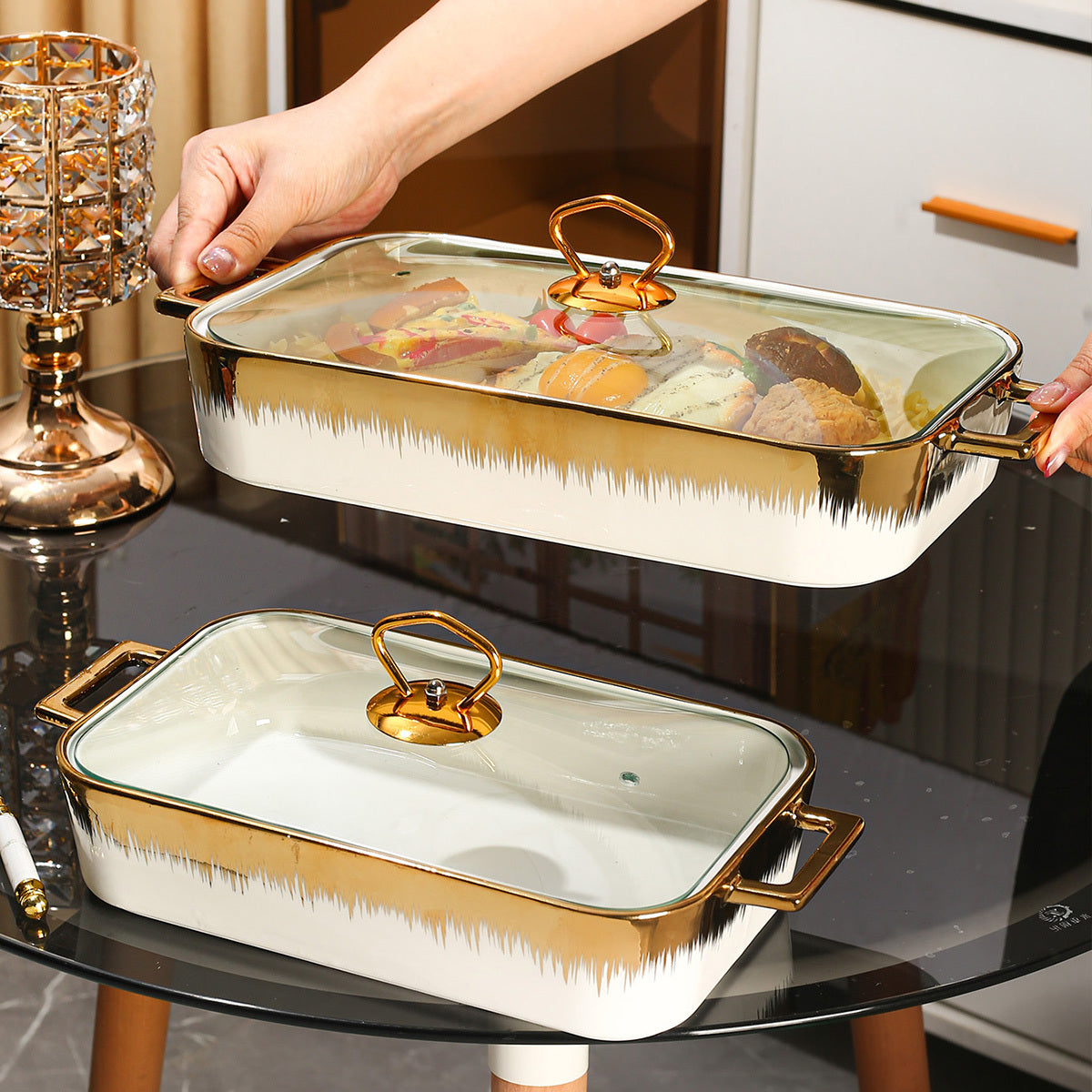 Керамический набор тарелок для ресторанов и домашнего использования, включает противни, кастрюли