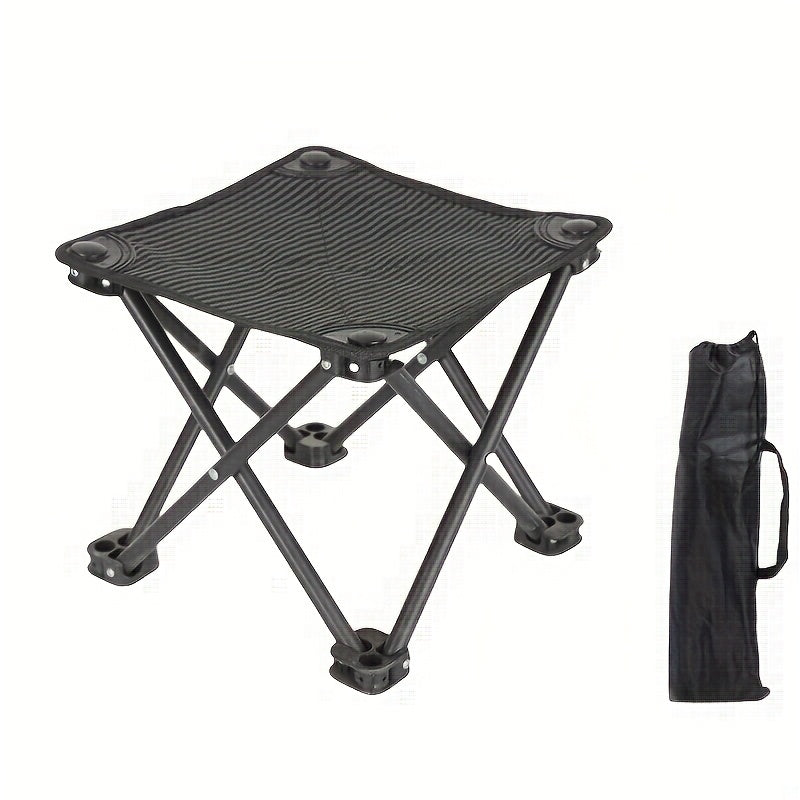 Foldable Black Camping Chair with Carry Handle, Lightweight and Sturdy