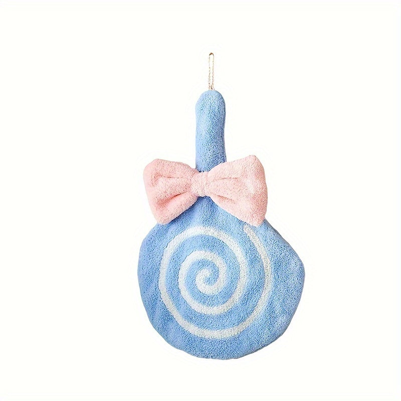 Absorbent Kitchen and Bathroom Wipes Ultra-Soft Coral Fleece Hanging Towel with Lollipop Design