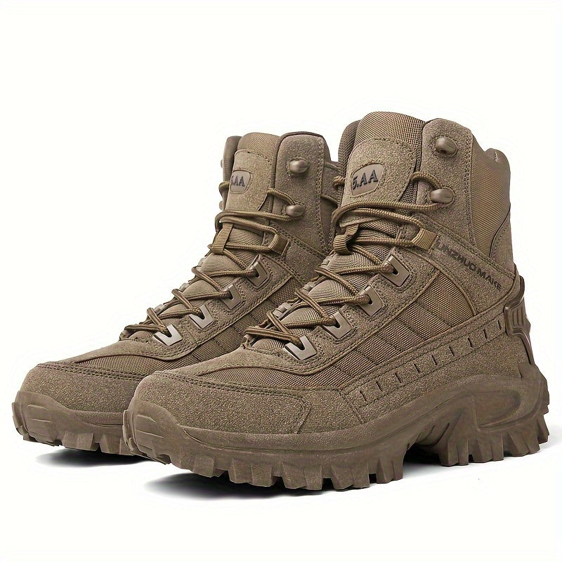 Men's High-Top Hiking Boots Durable Non-Slip Lace-Up Outdoor Sports All-Season