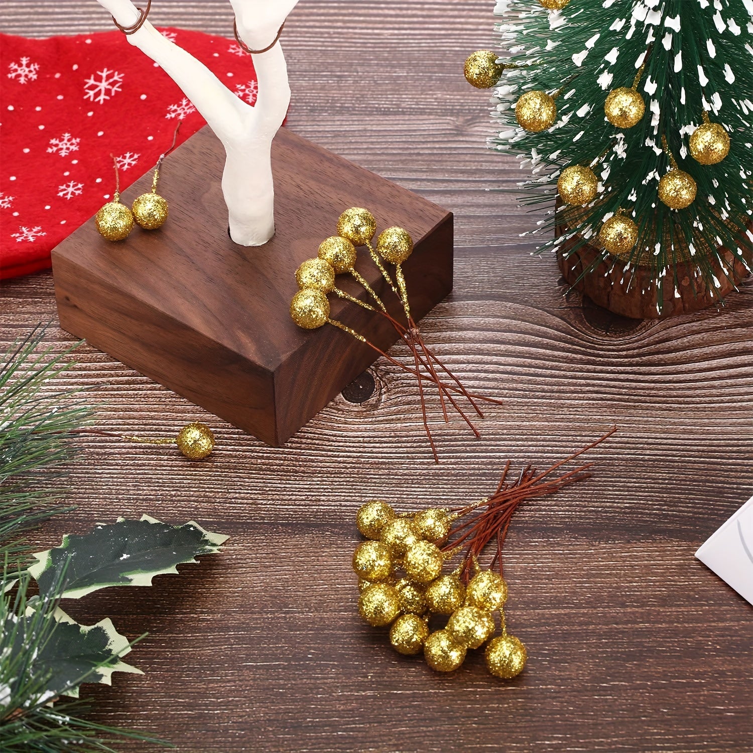 Artificial Holly Berries on Wire for Christmas Decorations 50 Pack