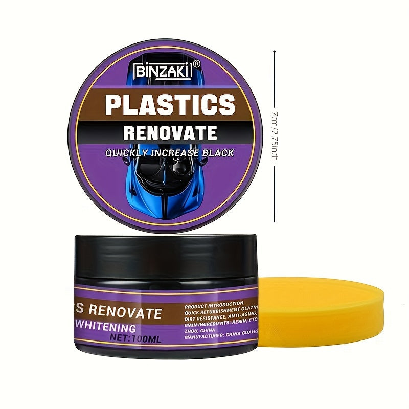 Cera de restauración de autos multiusos para vehículos negros, brillo en plásticos, neumáticos e interiores
