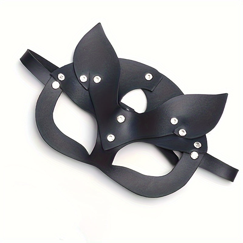 Women's Leather Cat-Ears Mask Adult Party Accessory SM Kink Gear 19.5cm
