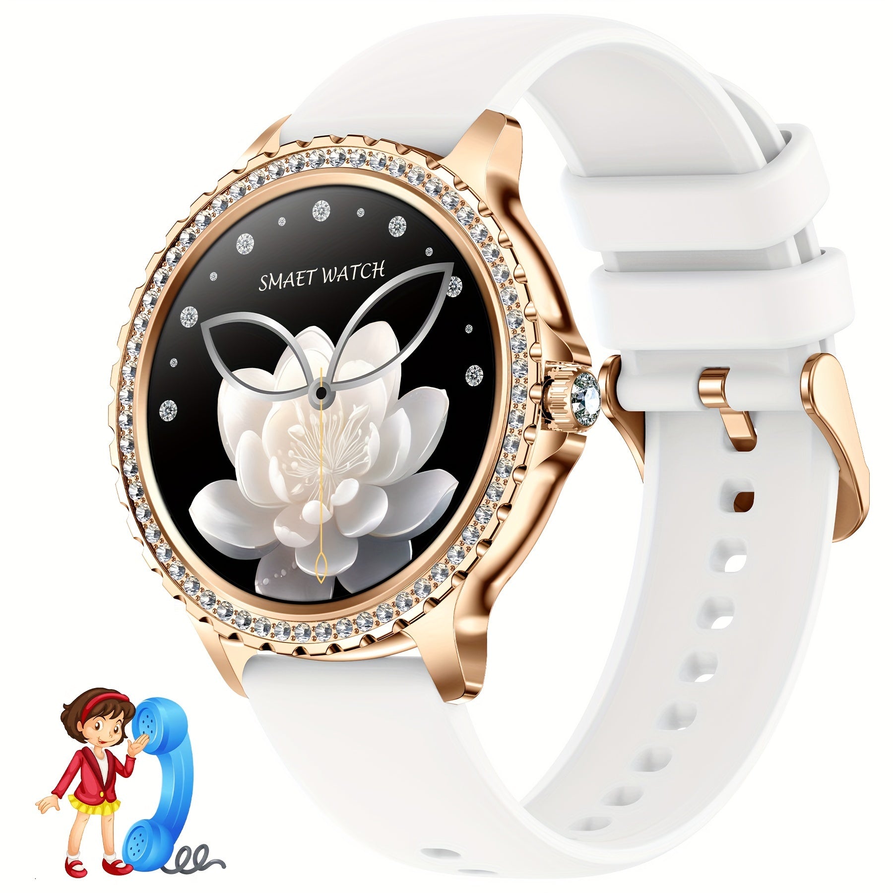 Women's Smartwatch with Wireless Call Message Notifications Fitness Sleep Cycle Tracking 1.32 Inch Touch Screen