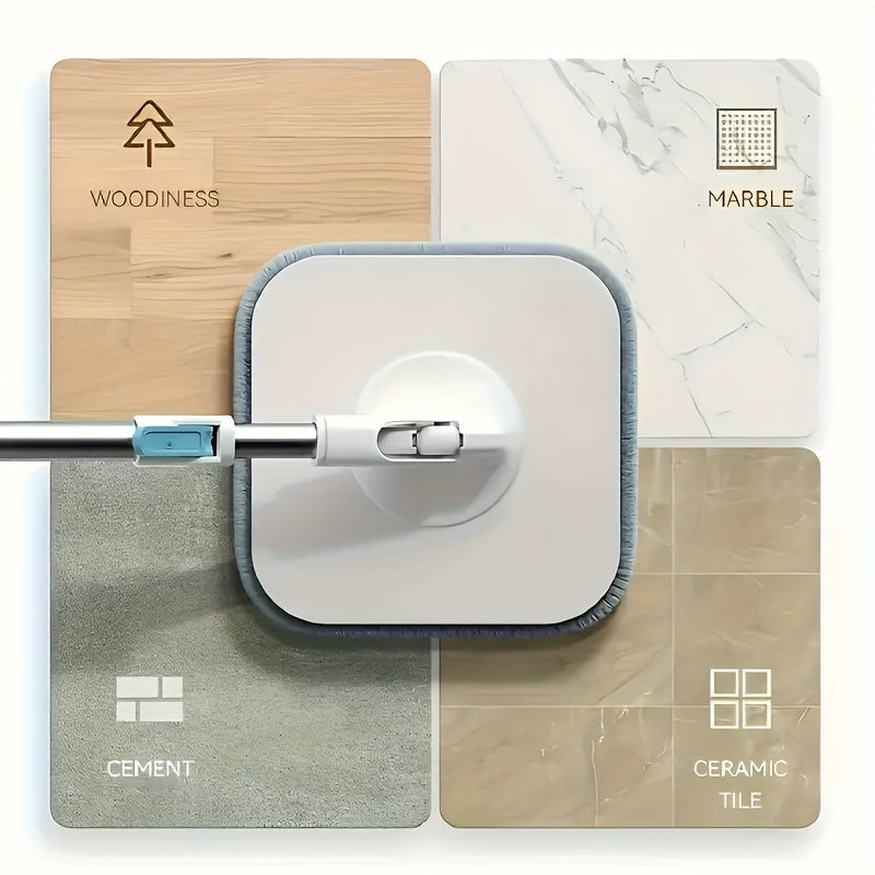 Rotating Mop and Bucket Kit with 2 Microfiber Cloths for Floor Cleaning