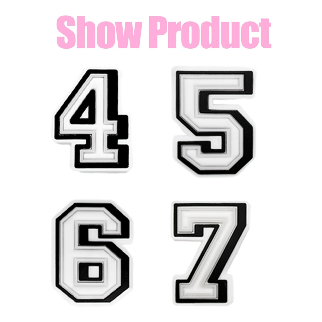 Kids Pink White Number Series Clog Accessories Decorative Numbers