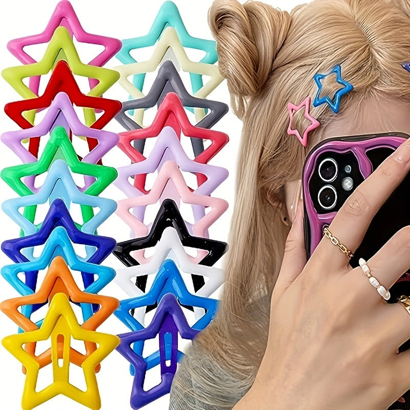 40 Pieces Colorful Y2K Star Hair Clips for Girls Women and Babies
