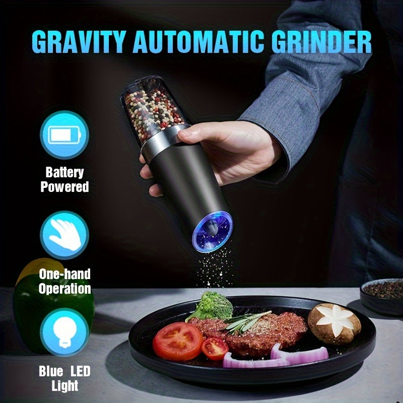 Electric Salt and Pepper Grinder Set with Adjustable Coarseness and LED Light
