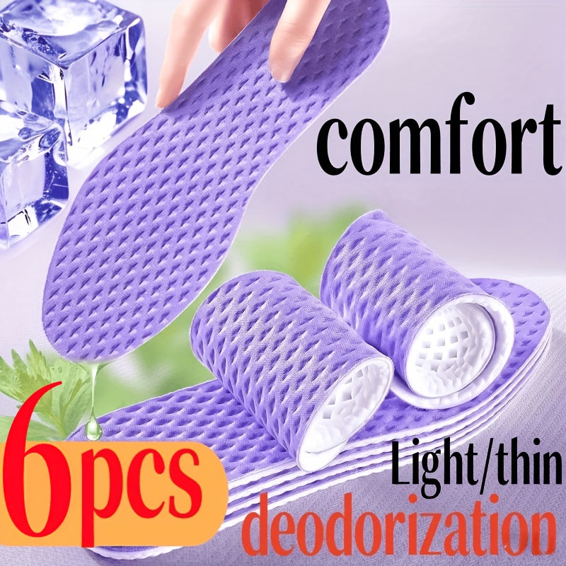 Unisex Summer Breathable Shock Absorption Insoles 3 Pairs Lavender
