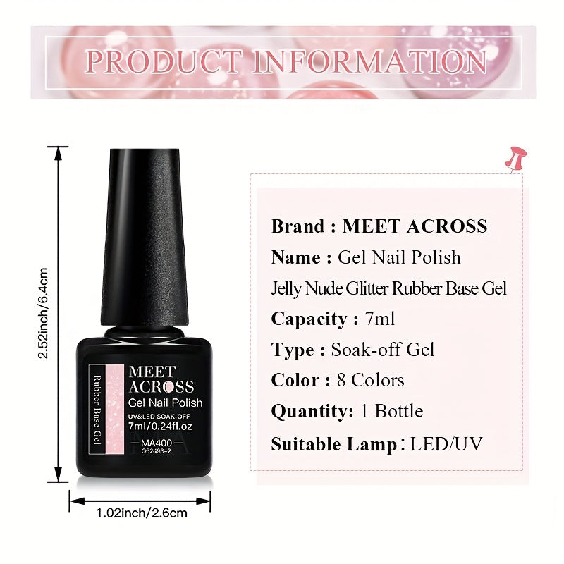 7ml Shimmering Nude Glitter Gel Nail Polish UV LED Soak Off Unscented