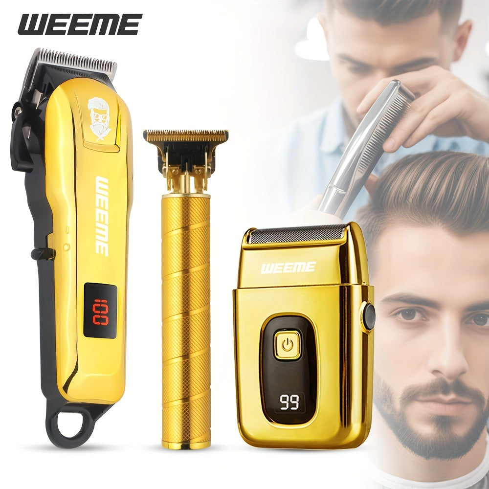Luxury Hair Clipper Set with T-Type Trimmer Rotary Shaver Lithium Battery