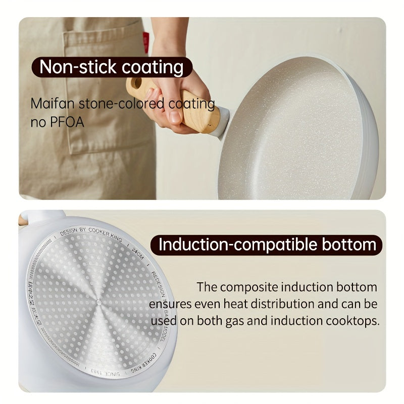 1 dona COOKER KING Restoran Non-Stick Qovurish Panasi, 9.45 Dyum/24 Sm Shisha Qopqoq bilan, Toksik Bo'lmagan, PTFE va PFOA dan Ozod, Induksiyaga Tayyor, Barcha Pishirish Plitalari bilan Mos Kelayotgan