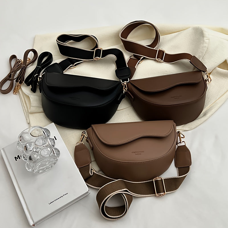 2024 Vintage Saddle Bag ayollar uchun ko‘p funksiyali sumka, belbog‘li, yelka sumkasi, burilish yopilishi va qirralar bo‘yash bilan, qora, khaki, yengil jigarrang