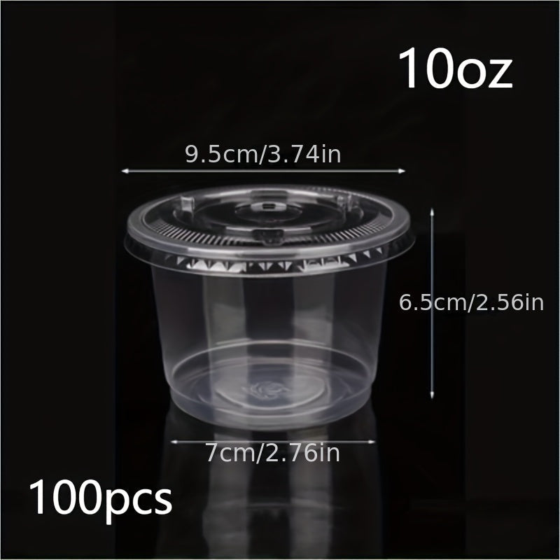 Plastic Dessert Cups with Dome Lids, 50-100 Pieces, Leak-Proof, Clear