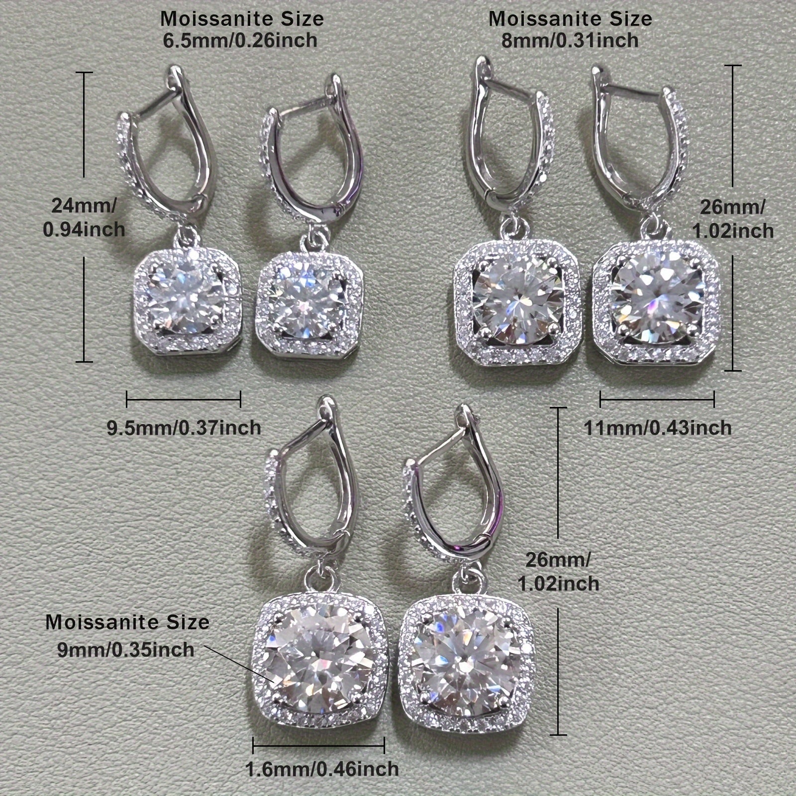 Sterling Silver 18k Gold Plated Moissanite Drop Earrings for Women Engagement Wedding