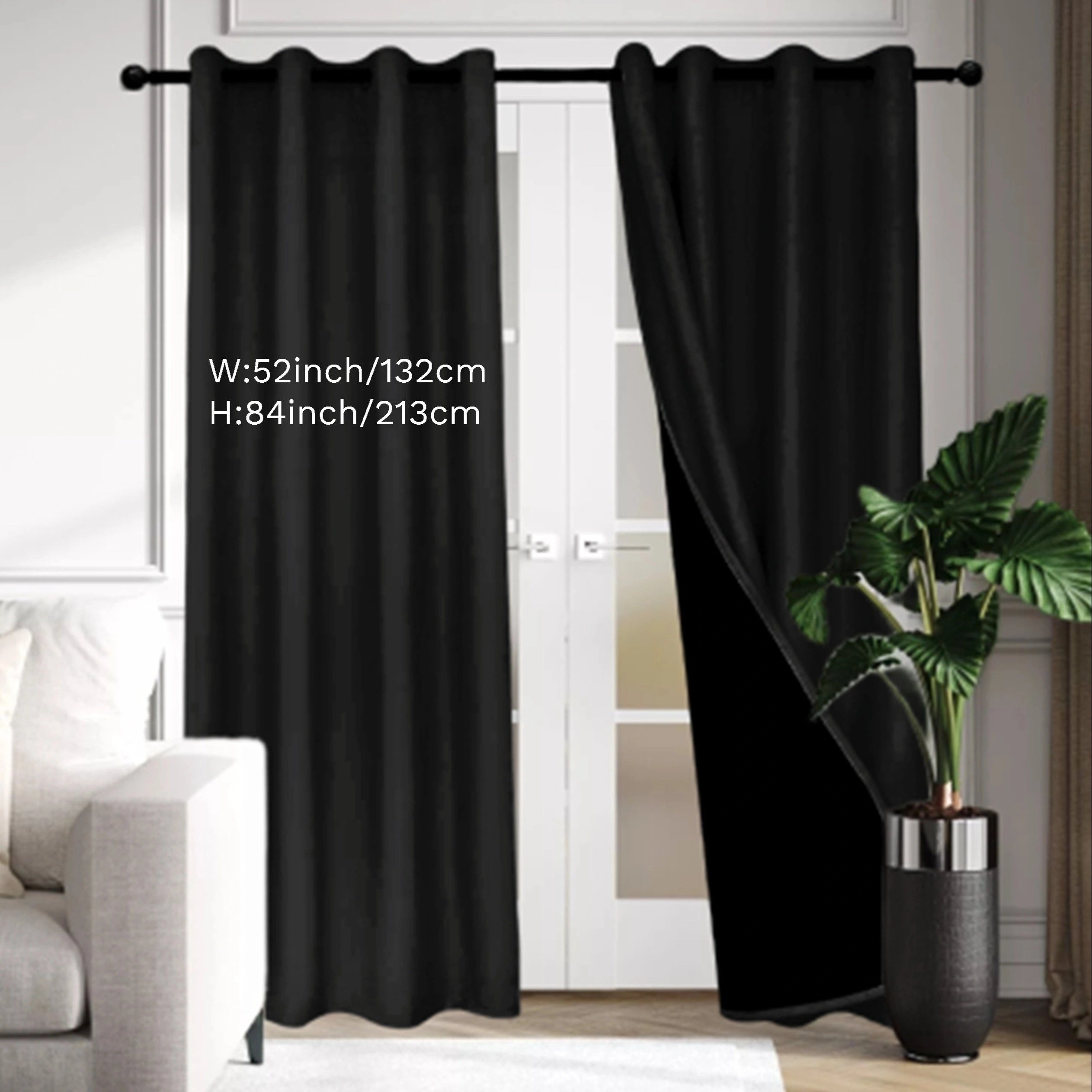 Beige Blackout Curtain with Insulation Lining Grommet Top for Living Room Bedroom