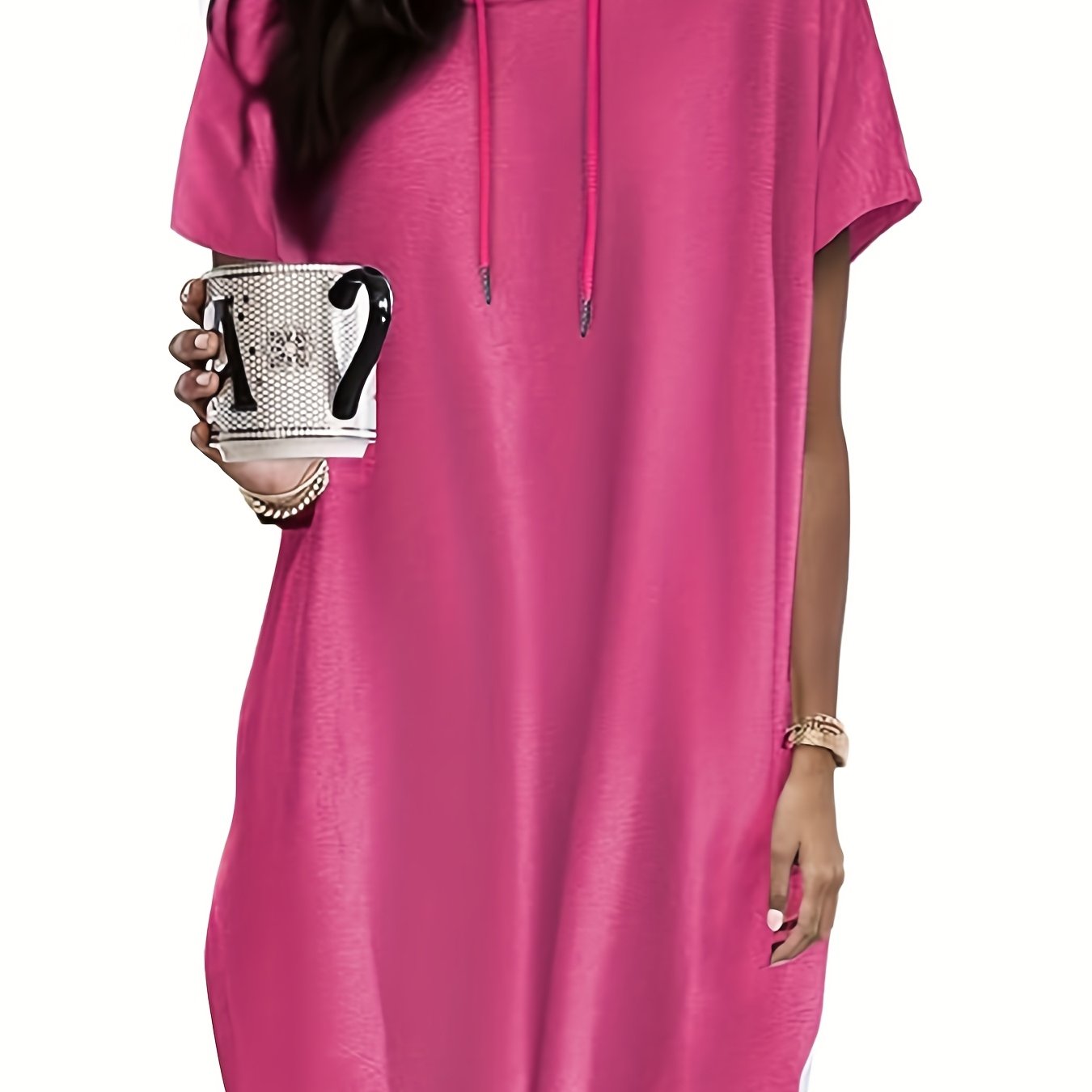 Женская футболка свободного кроя с коротким рукавом и карманами, легкий полиэстер-спандекс