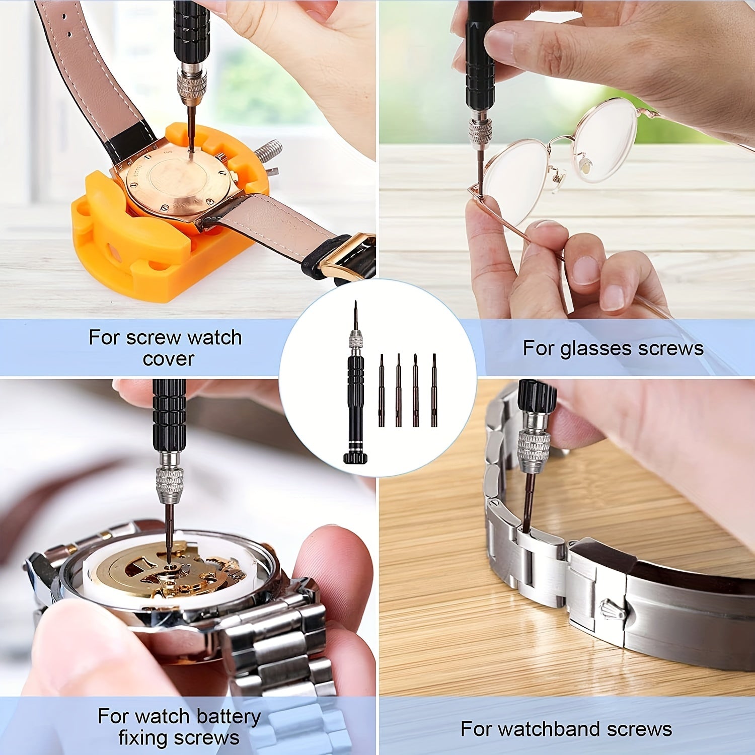 Watch Repair Kit with Screwdriver, Wrench, Case Opener and Tools for Watch Repair